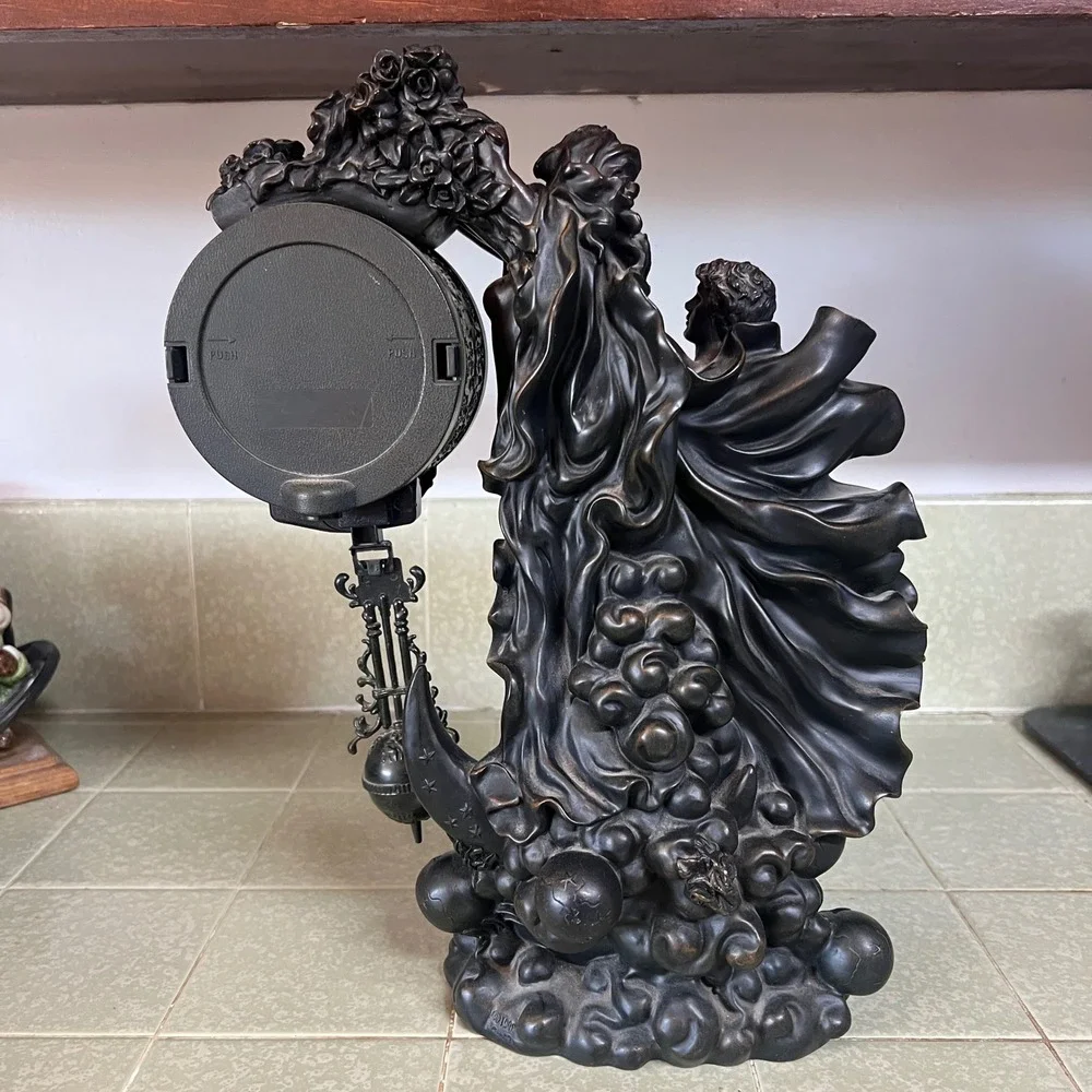 Crosa Quartz Celestial Figural Pendulum Clock Bronze Finish Man Woman Globe